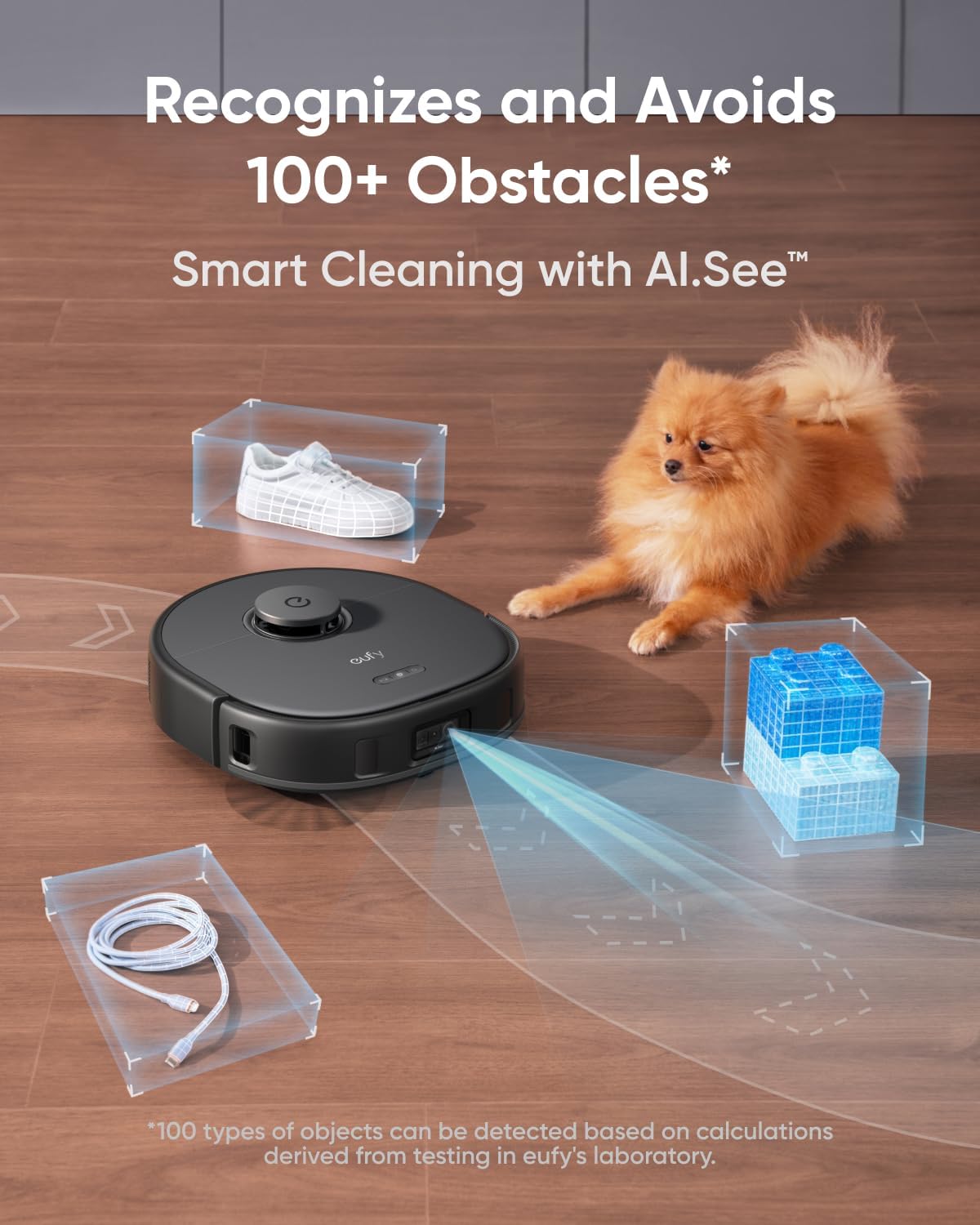 eufy X10 Pro Omni Staubsauger- und Wischroboter, 8000 Pa, Komplett-Basis mit Selbstentleerung, Selbstbefüllung und Selbstreinigung, intelligente Vermeidung mit KI, Teppicherkennung, Hub-Mopp