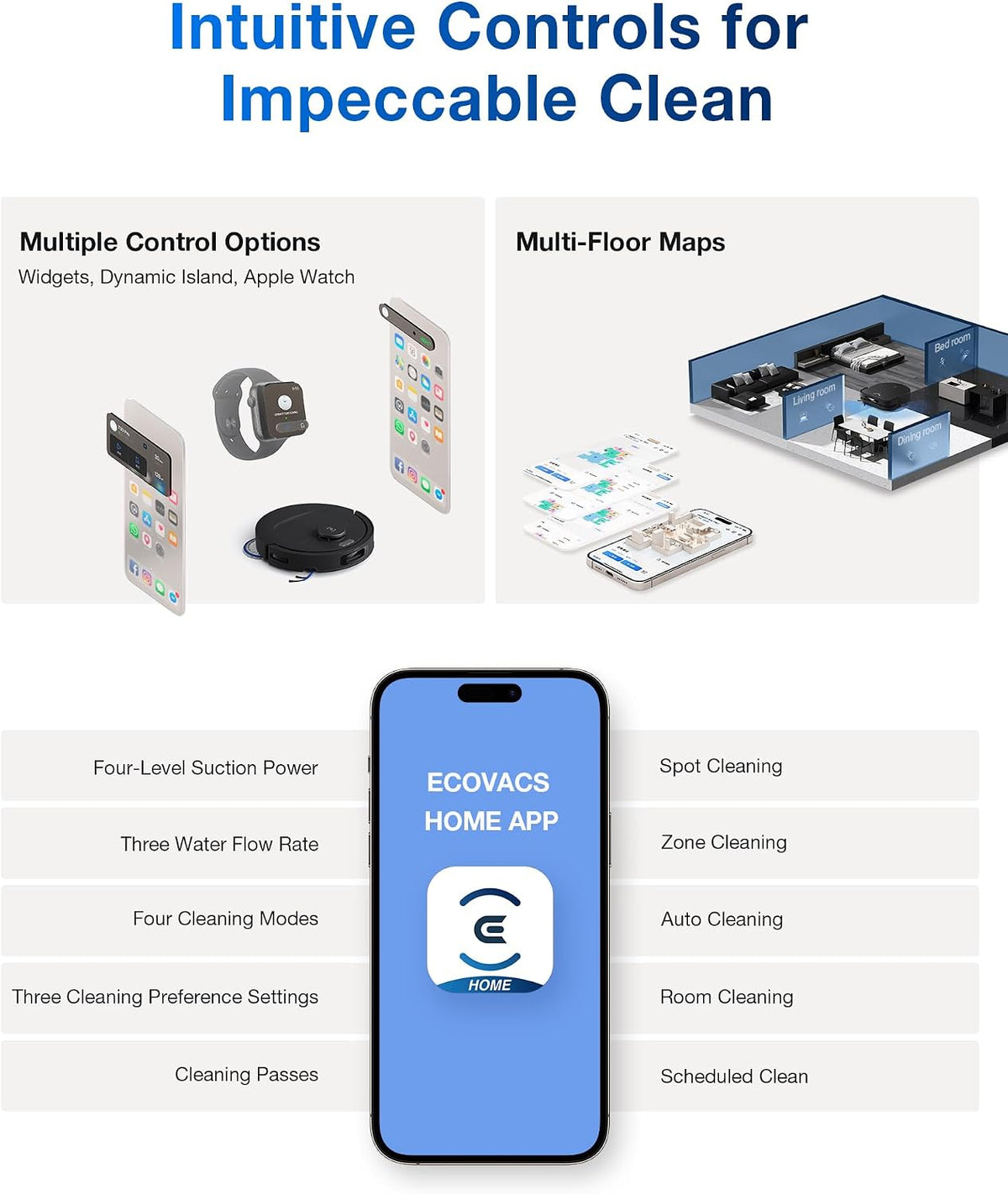 ECOVACS DEEBOT T30C Saugroboter und Mop, 20.000Pa Saugkraft, TruEdge Adaptives Kantenwischen, ZeroTangle 2.0-Technologie, Heißwasserwaschen, Selbstentleerend, Auto-Lift-Wischen, Hindernisvermeidung