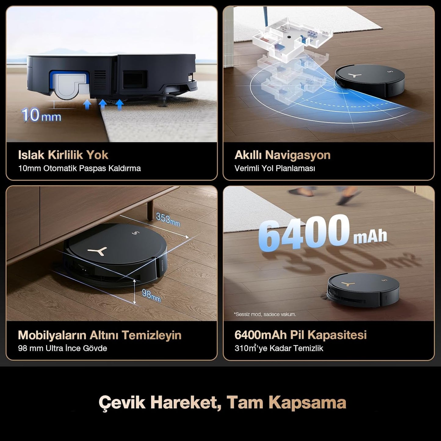 ECOVACS DEEBOT X8 PRO Omni Saugroboter mit Wischfunktion, OZMO Roller mit kontinuierliches Wischen & Selbstreinigung, 18.000 Pa, 12-in-1 Station, 40–75 °C Heißwasser-Moppreinigung, YIKO-GPT
