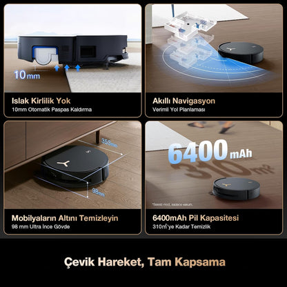 ECOVACS DEEBOT X8 PRO Omni Saugroboter mit Wischfunktion, OZMO Roller mit kontinuierliches Wischen & Selbstreinigung, 18.000 Pa, 12-in-1 Station, 40–75 °C Heißwasser-Moppreinigung, YIKO-GPT