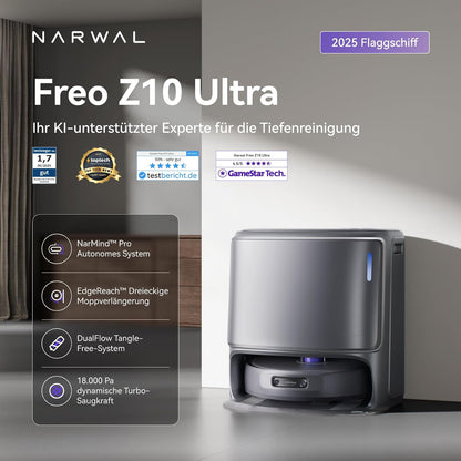 NARWAL Freo Z10 Ultra Saugroboter mit Wischfunktion mit KI-Reinigung