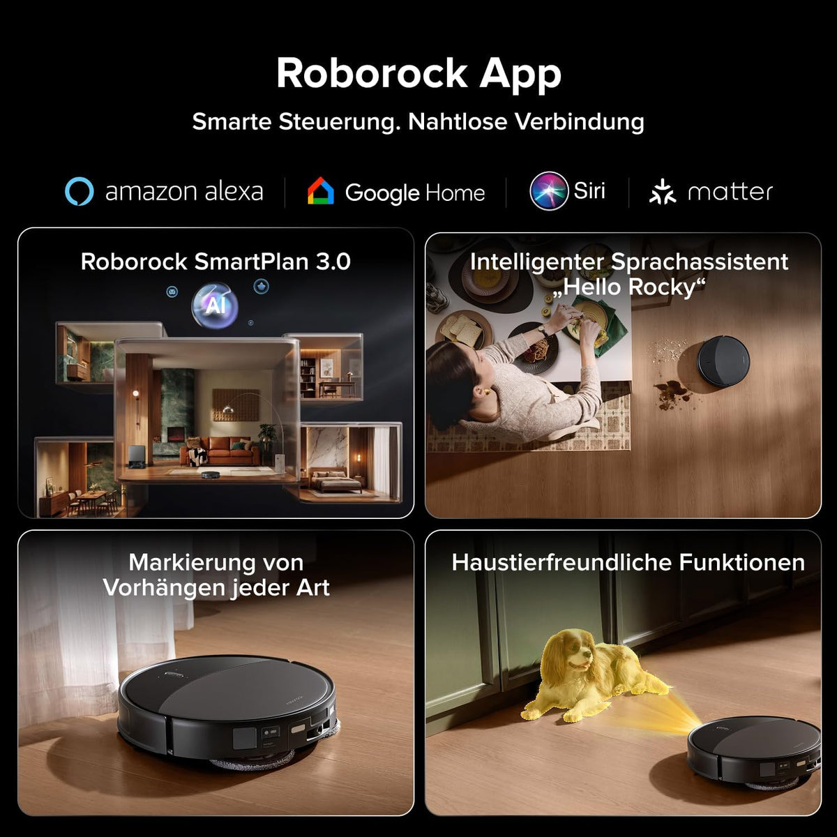 roborock Saros 20 Set Saugroboter mit Wischfunktion&angebbarem Wischmopp