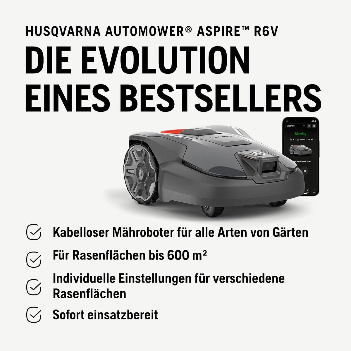 Husqvarna Automower® Aspire R6V Mähroboter ohne Begrenzungskabel