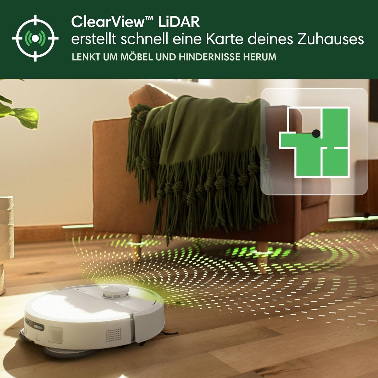 iRobot Roomba Plus 405 Saug- und Wischroboter + AutoWash-Station Saugroboter mit Wischfunktion - Clearview LiDAR - 7000Pa - DualClean Wischpads - SmartScrub - Teppicherkennung - 75 Tage Entleerung - Weiß
