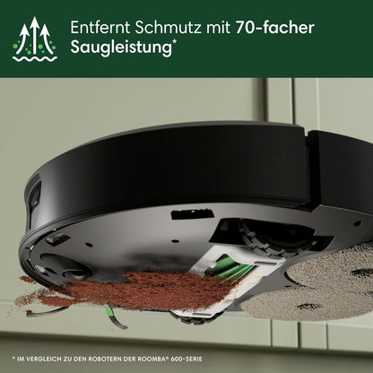 iRobot Roomba Plus 505 Saug- und Wischroboter + AutoWash-Station Saugroboter mit Wischfunktion - Multifunktinales Station - Clearview Pro LiDAR - 7000Pa - DualClean Wischpads mit PerfectEdge - SmartScrub - Schwarz