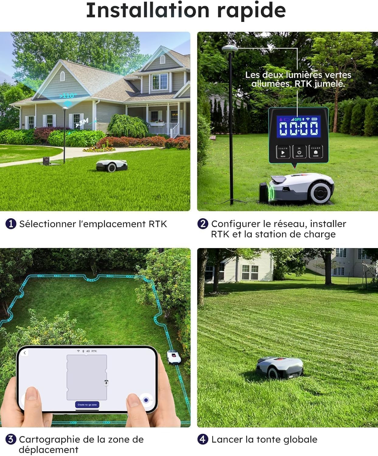 ​ANTHBOT Genie600 Mähroboter ohne Begrenzungskabel - 900m² RTK+4K Vision, Multizonen-Steuerung, 3D-Hindernisvermeidung, App-Steuerung, Automatischer Rasenroboter mit Nachtsicht & Regen-Sensor​