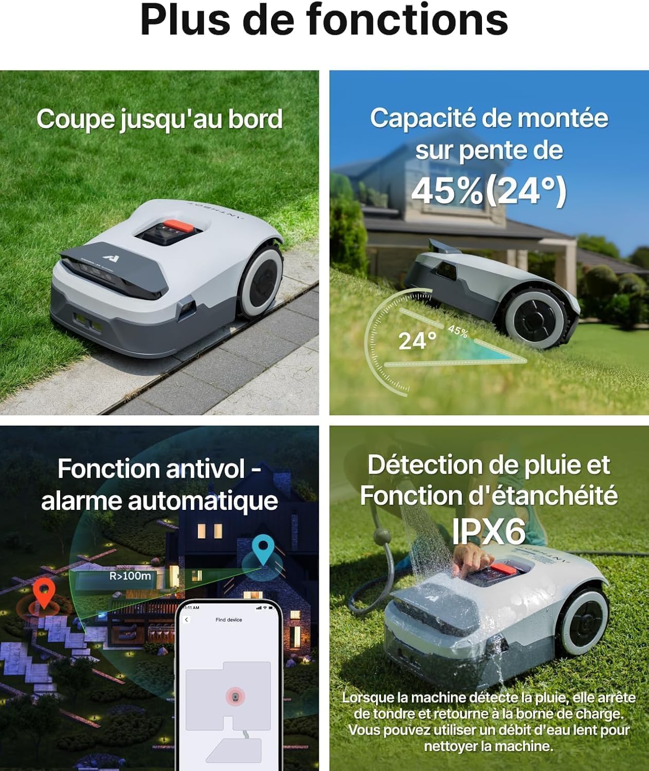 ​ANTHBOT Genie600 Mähroboter ohne Begrenzungskabel - 900m² RTK+4K Vision, Multizonen-Steuerung, 3D-Hindernisvermeidung, App-Steuerung, Automatischer Rasenroboter mit Nachtsicht & Regen-Sensor​