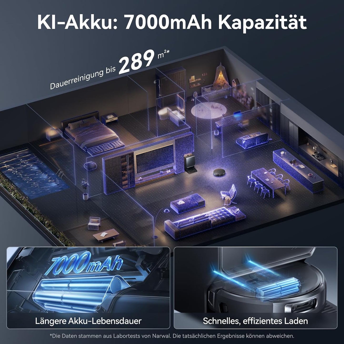 NARWAL Flow 2 Saugroboter mit Kompaktstation, Saug- und Wischroboter, FlowWash-Wischsystem mit 60 °C Heißwasser, 31.000 Pa Saugkraft, CarpetFocus™-Technologie, 100 °C Moppwäsche