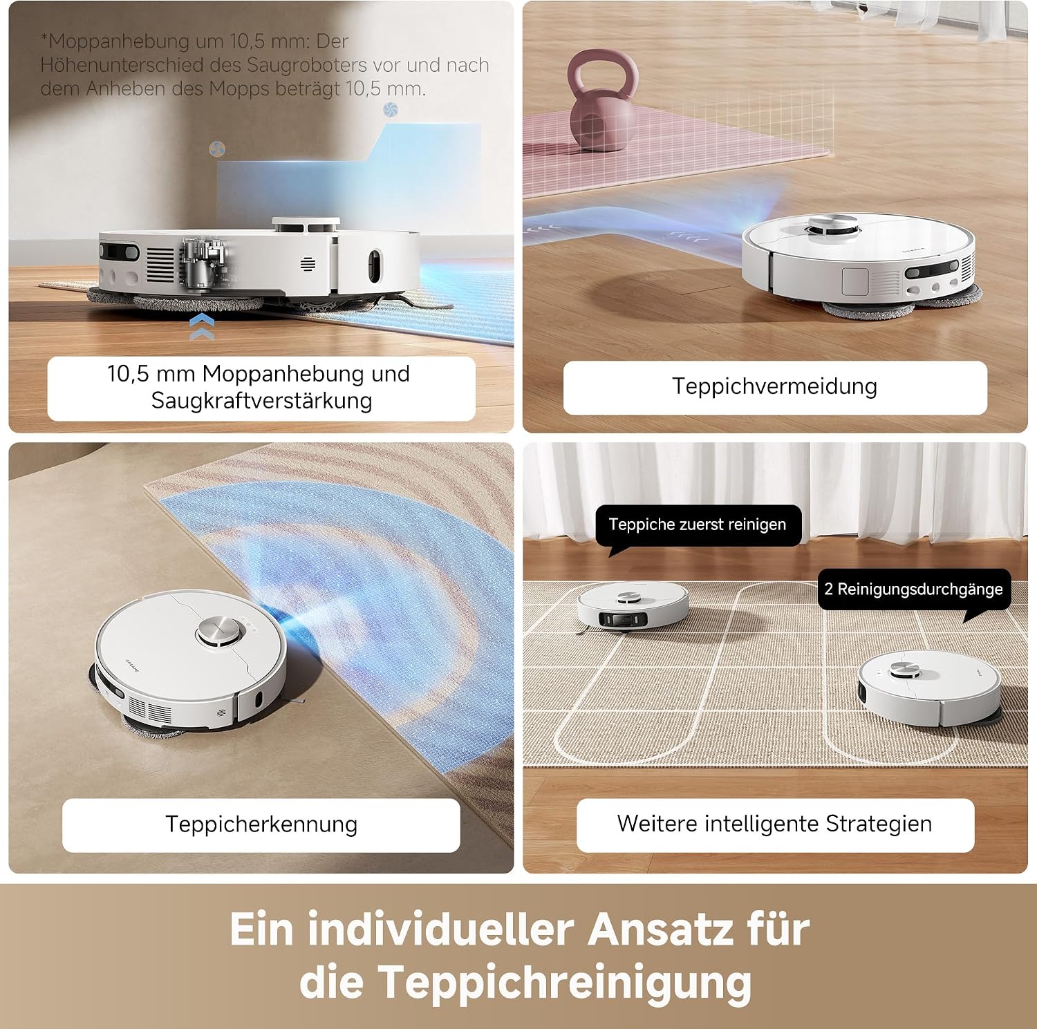 dreame L40 Ultra AE Saugroboter mit Wischfunktion, 19.000 Pa Saugkraft, viele Bürsten und EIN Flexibler Wischmopp, nassen und trockenen Schmutz,Das All-in-1-Station entleert Staub