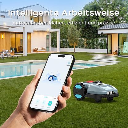 YARDCARE E400 Mähroboter mit 18cm Schnittbreite,App Steuerung,Max. bis zu 400m²,Regensensor,20-60mm Schnitthöhe,Rasenmäher Roboter mit IPX5 System,Weniger als 60 dB