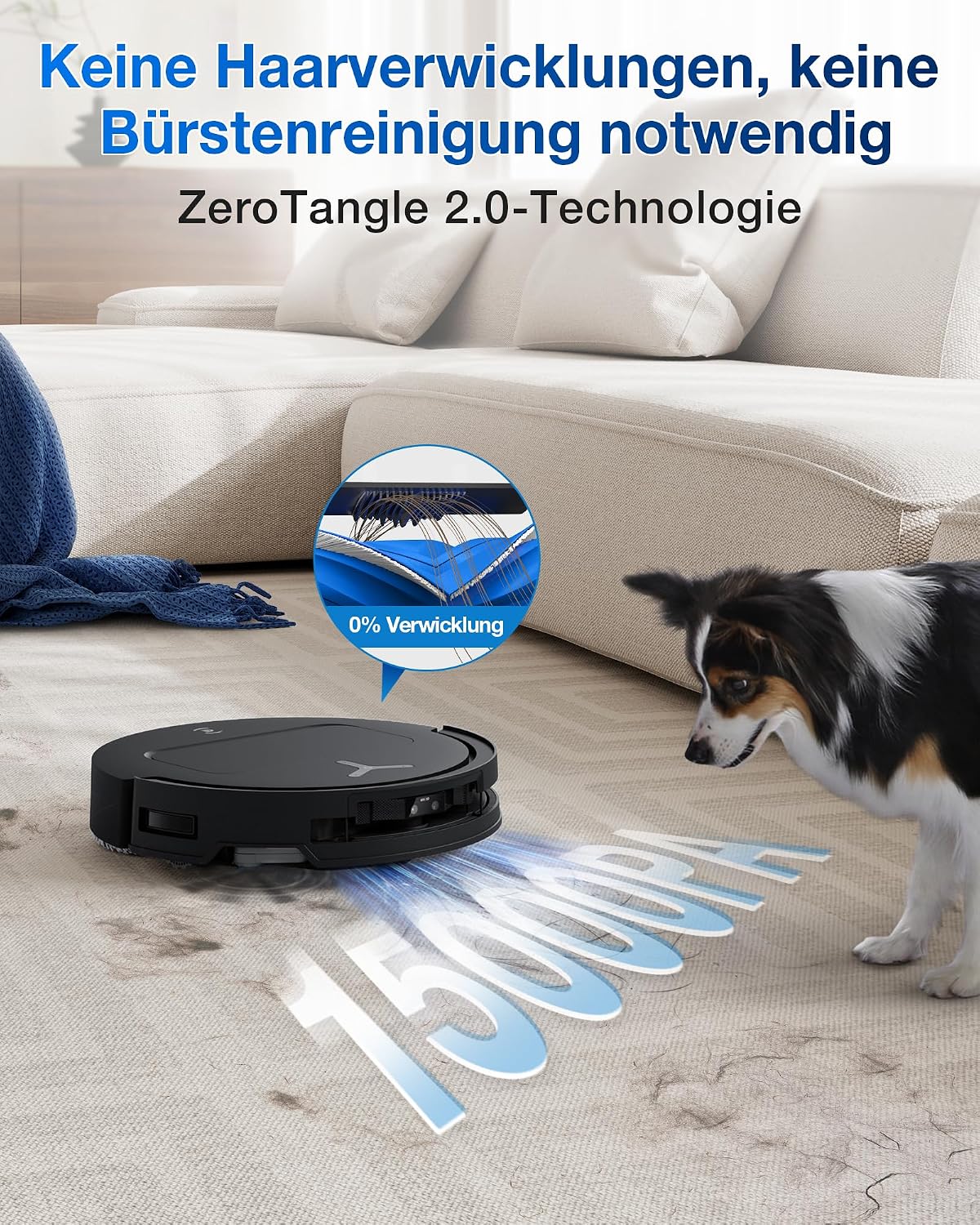 ECOVACS DEEBOT T50 Omni Saugroboter mit Wischfunktion,15.000 Pa, T30 Omni-Upgrade, Ausziehbare Seitenbürste und Mopp, ZeroTangle 2.0, Moppwäsche mit 75°C heißem Wasser, Komplett Station