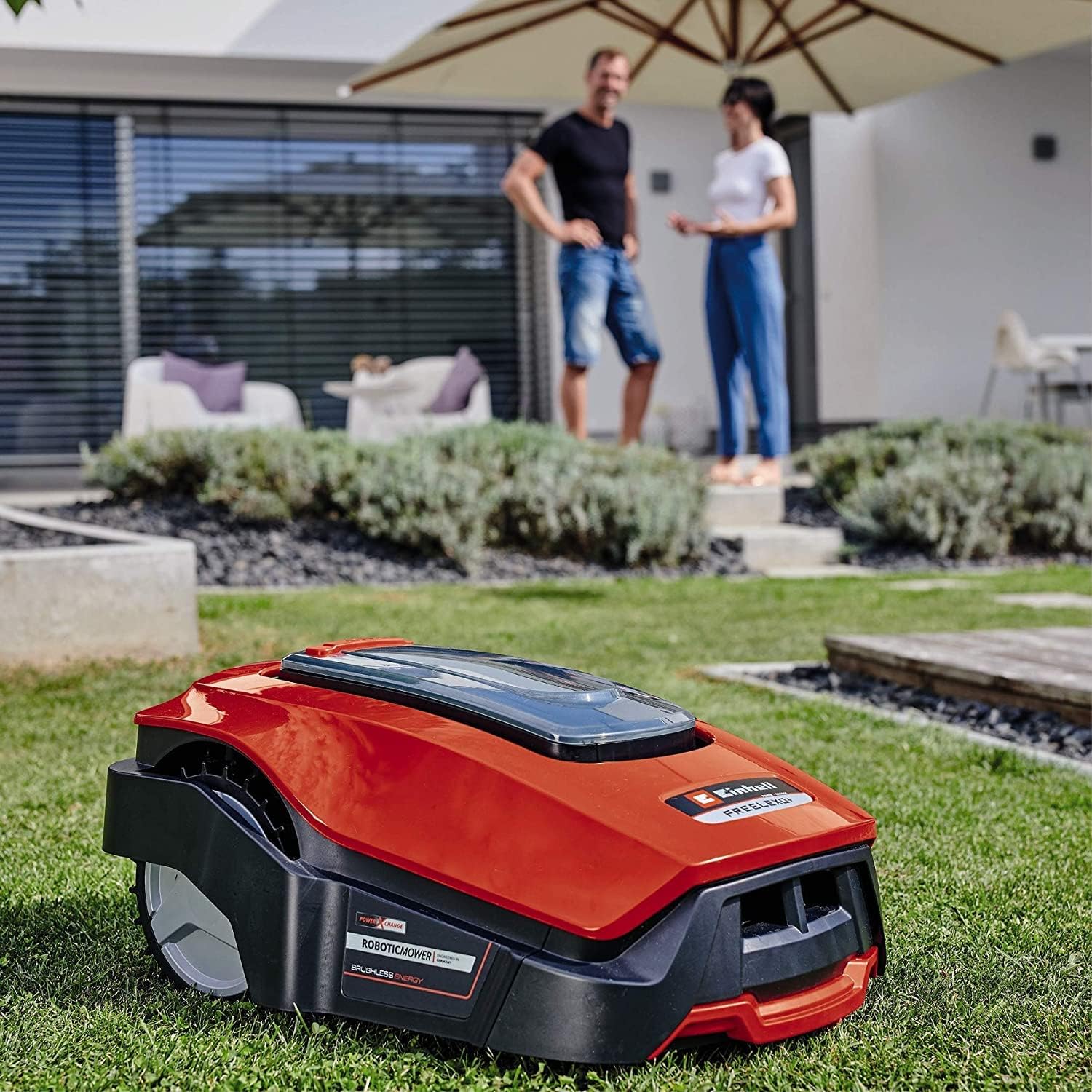 Einhell Mähroboter FREELEXO 1200 LCD BT (für bis zu 1200 m², Multizonen-Mäher, Bluetooth App-Steuerung, für Steigungen bis 35%, inkl. PXC-Akku und Installationszubehör)