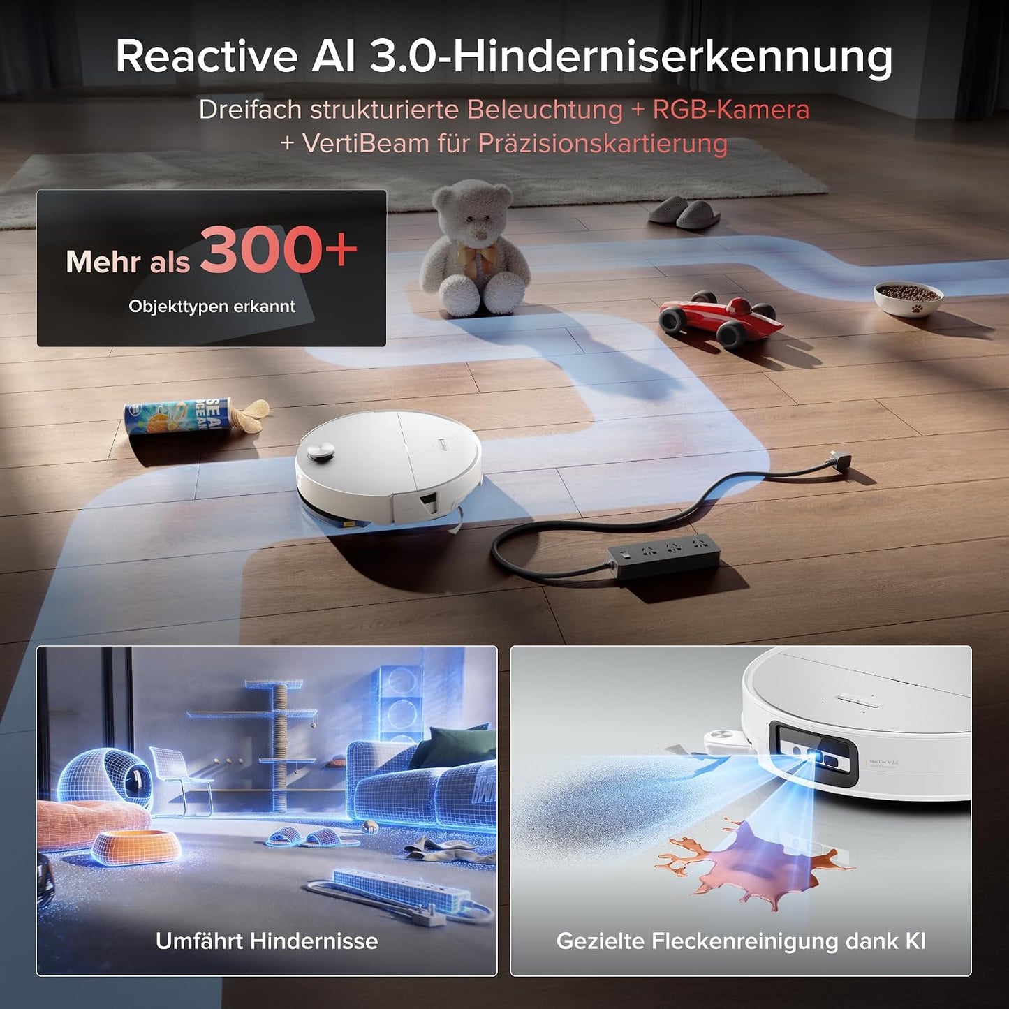 roborock Saros 20 Sonic Saugroboter mit Wischfunktion, VibraRise 5.0 Wischsystem, AdaptiLift Chassis 3.0, 36,000 Pa Saugkraft, ultraflach Design, FlexiArm Technologie, brandneues RockDock, Weiß