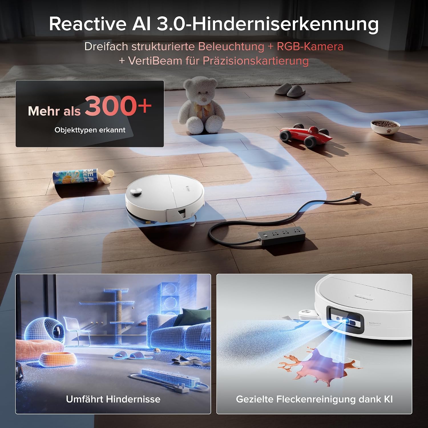 roborock Saros 20 Sonic Saugroboter mit Wischfunktion, VibraRise 5.0 Wischsystem, AdaptiLift Chassis 3.0, 36,000 Pa Saugkraft, ultraflach Design, FlexiArm Technologie, brandneues RockDock, Weiß