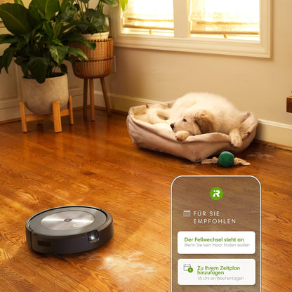 iRobot Roomba j7+ (j7556) WLAN-fähiger Saugroboter mit autom. Absaugstation, Objekterkennung und -vermeidung, Kartierung, 3-Stufen-Reinigung, gezielte Raum- oder Bereichsreinigung, Farbe: Espresso