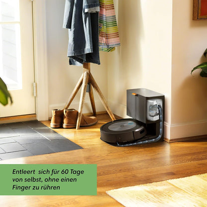 iRobot Roomba j7+ (j7556) WLAN-fähiger Saugroboter mit autom. Absaugstation, Objekterkennung und -vermeidung, Kartierung, 3-Stufen-Reinigung, gezielte Raum- oder Bereichsreinigung, Farbe: Espresso
