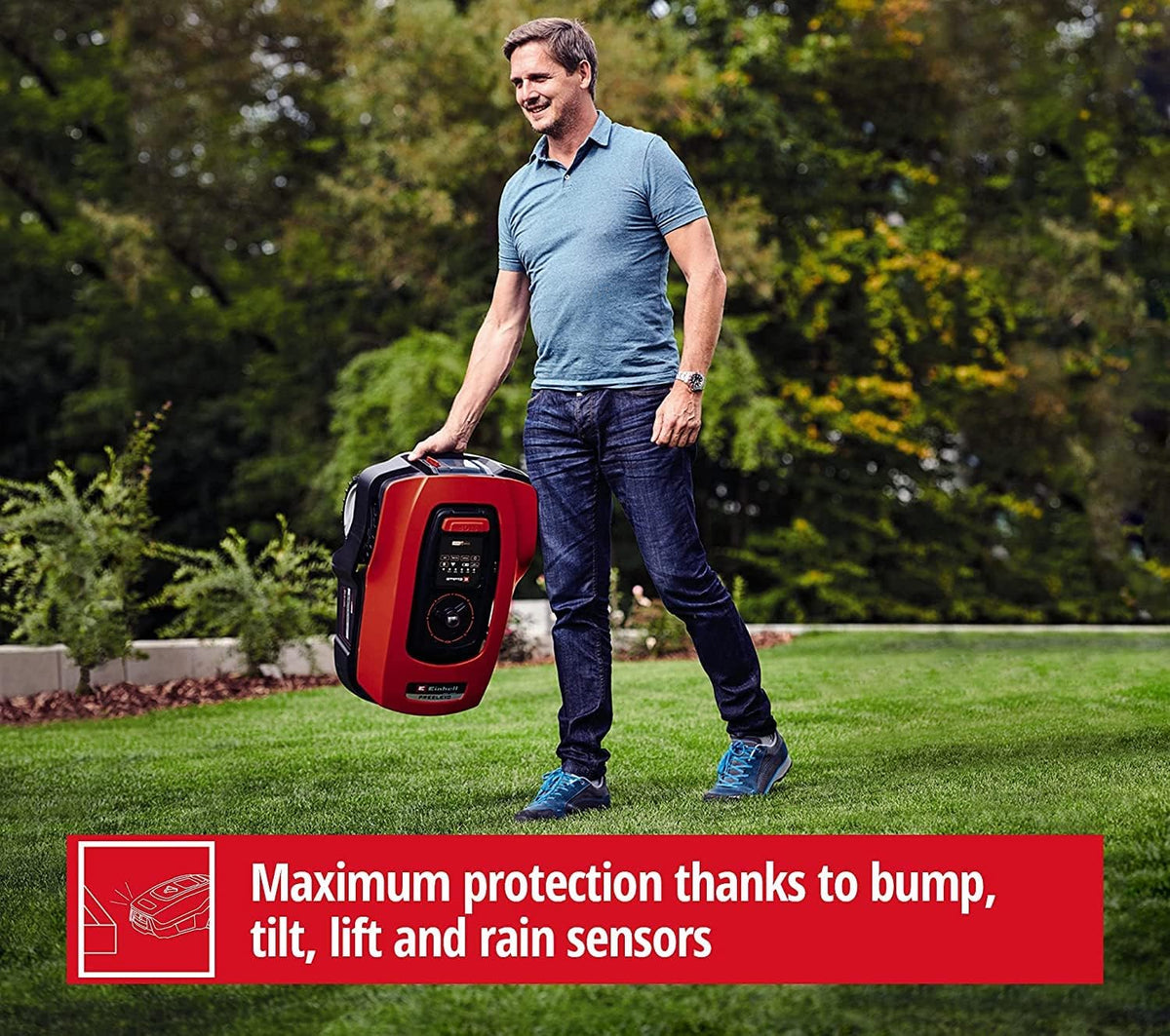 Einhell Mähroboter FREELEXO 1200 LCD BT (für bis zu 1200 m², Multizonen-Mäher, Bluetooth App-Steuerung, für Steigungen bis 35%, inkl. PXC-Akku und Installationszubehör)