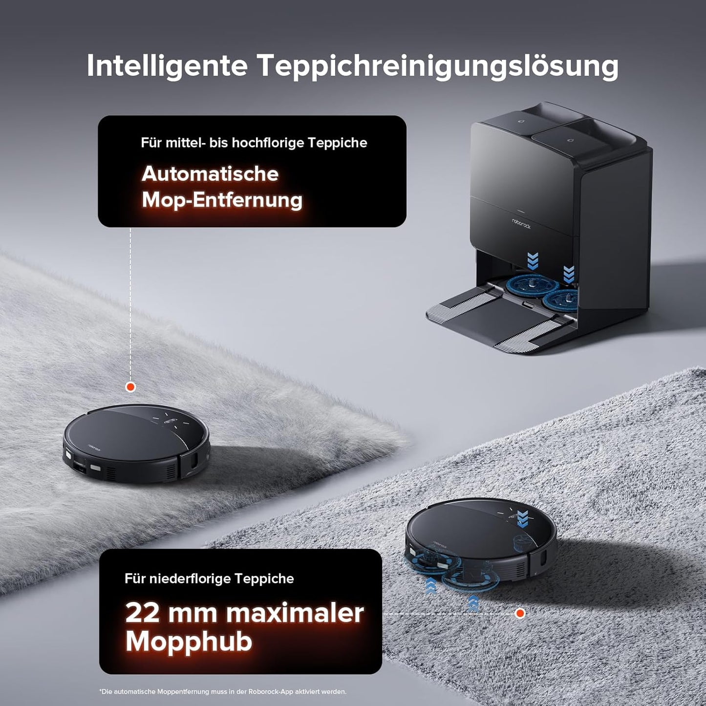 roborock Saros 10R Set Saugroboter mit Wischfunktion&angebbarem Wischmopp