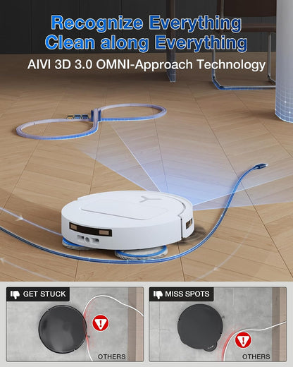 ECOVACS DEEBOT T50 PRO Omni Saugroboter und Wischmopp, 8,1 cm ultradünn, 15.000 Pa Saugkraft, ZeroTangle 2.0, TruEdge Kantenreinigung, AIVI 3D Hindernisvermeidung, Auto Mop Waschen & Trocknen