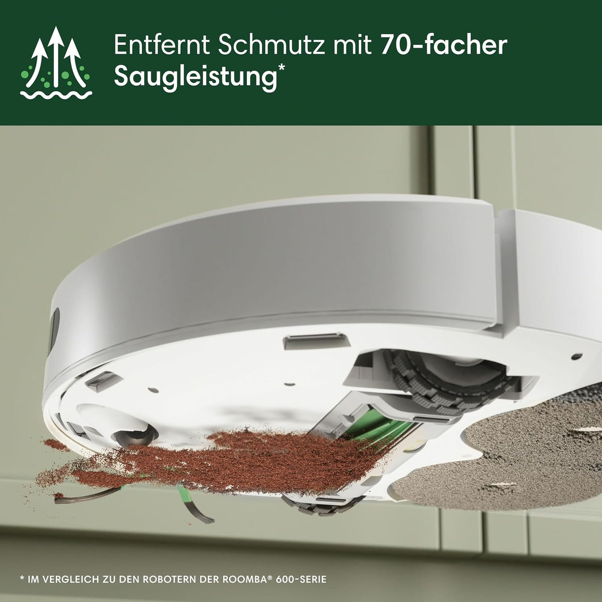 iRobot Roomba Plus 405 Saug- und Wischroboter + AutoWash-Station Saugroboter mit Wischfunktion - Clearview LiDAR - 7000Pa - DualClean Wischpads - SmartScrub - Teppicherkennung - 75 Tage Entleerung - Weiß