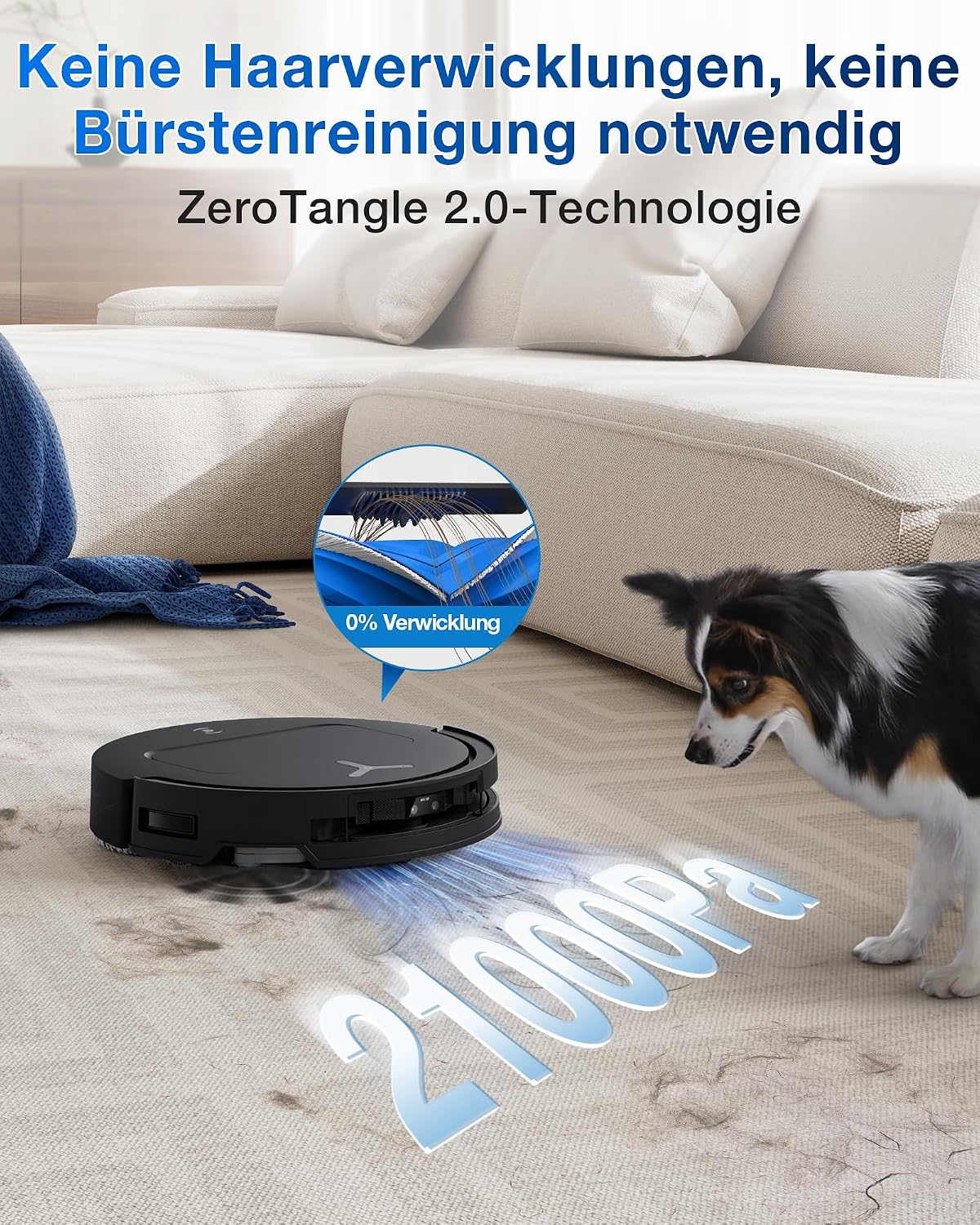 ECOVACS T50 Omni Gen2 Saugroboter mit Wischfunktion 21.000 Pa, ZeroTangle