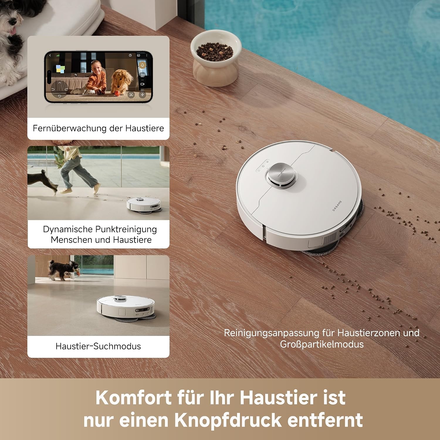 dreame L40 Ultra AE Saugroboter mit Wischfunktion, 19.000 Pa Saugkraft, viele Bürsten und EIN Flexibler Wischmopp, nassen und trockenen Schmutz,Das All-in-1-Station entleert Staub