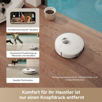 dreame L40 Ultra AE Saugroboter mit Wischfunktion, 19.000 Pa Saugkraft, viele Bürsten und EIN Flexibler Wischmopp, nassen und trockenen Schmutz,Das All-in-1-Station entleert Staub