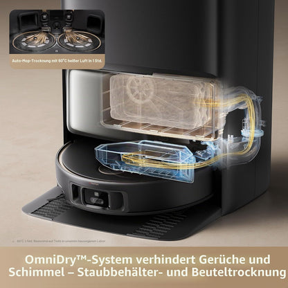 Mova V50 Ultra Complete Saugroboter und Wischmopp Selbstreinigend, 24.000Pa Saugkraft, Hebbare Navigation mit Hindernisüberwindung und Warmwasserwischen mit DuoSolution System Entwickelt für Haustiere