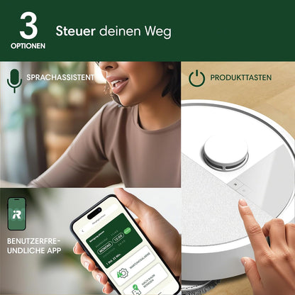 iRobot Roomba Plus 405 Saug- und Wischroboter + AutoWash-Station Saugroboter mit Wischfunktion - Clearview LiDAR - 7000Pa - DualClean Wischpads - SmartScrub - Teppicherkennung - 75 Tage Entleerung - Weiß