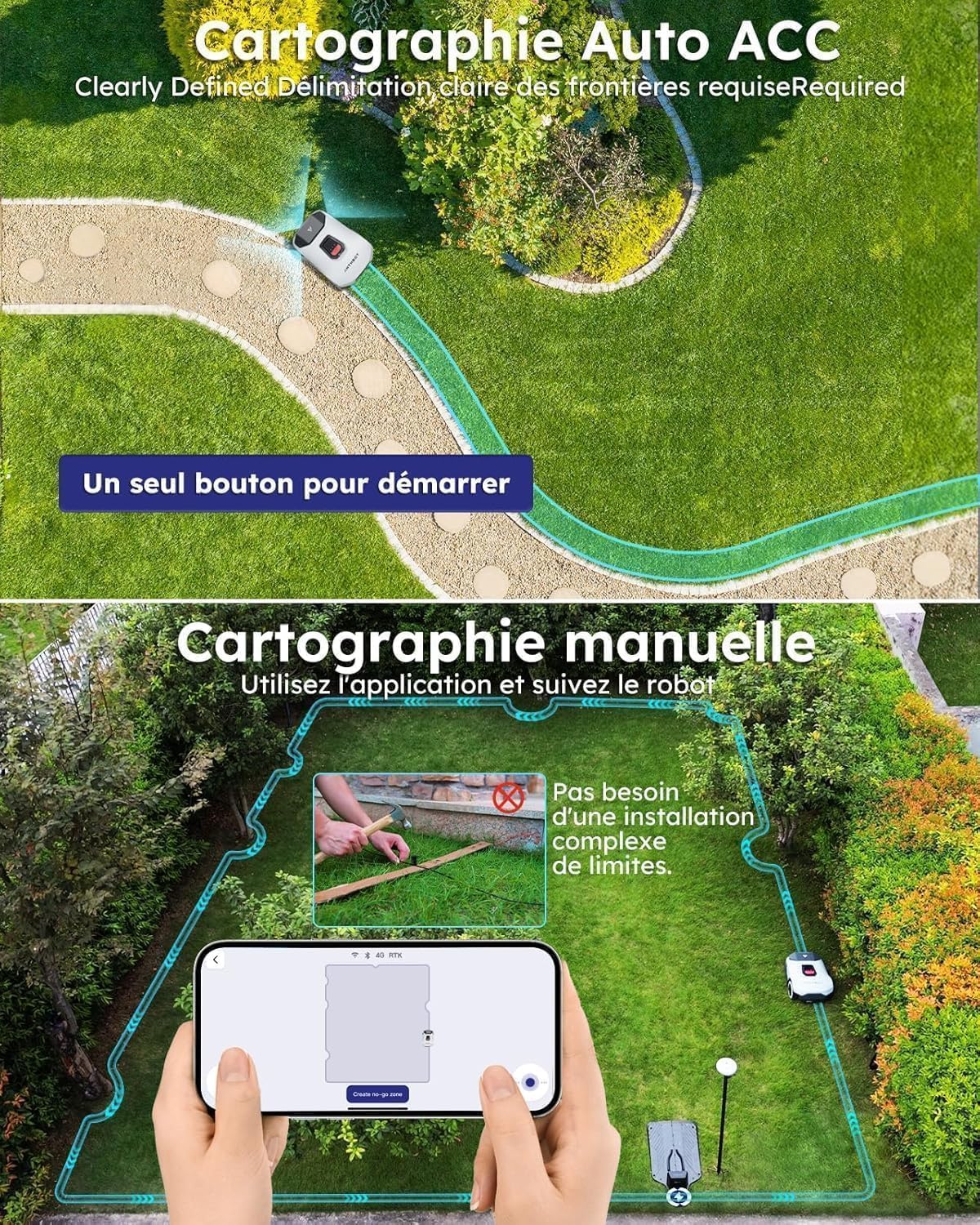 ​ANTHBOT Genie600 Mähroboter ohne Begrenzungskabel - 900m² RTK+4K Vision, Multizonen-Steuerung, 3D-Hindernisvermeidung, App-Steuerung, Automatischer Rasenroboter mit Nachtsicht & Regen-Sensor​