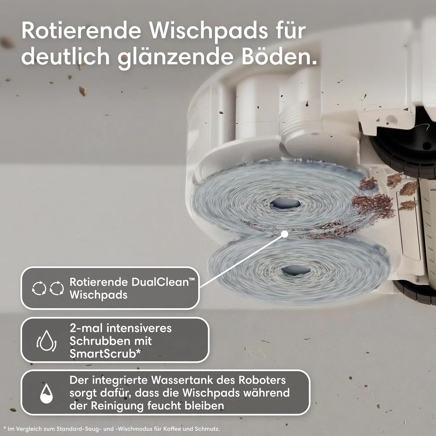 iRobot Roomba® Plus 575 Combo Roboter + AutoWash™ Station, 25Kpa, Multifunktions‑Station,Wäscht und trocknet die Wischpads bei heißer Temperatur, Clearview LiDAR+Kamera, Entleert-Sich, Schwarz