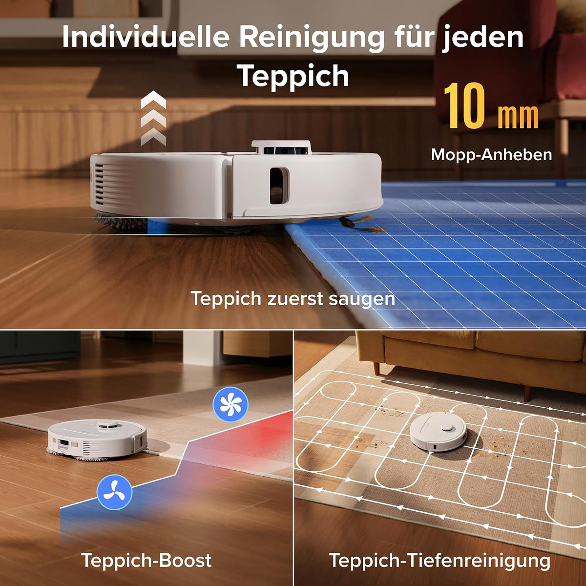 roborock Qrevo S Pro Saugroboter mit Wischfunktion, 18.500 Pa Saugkraft