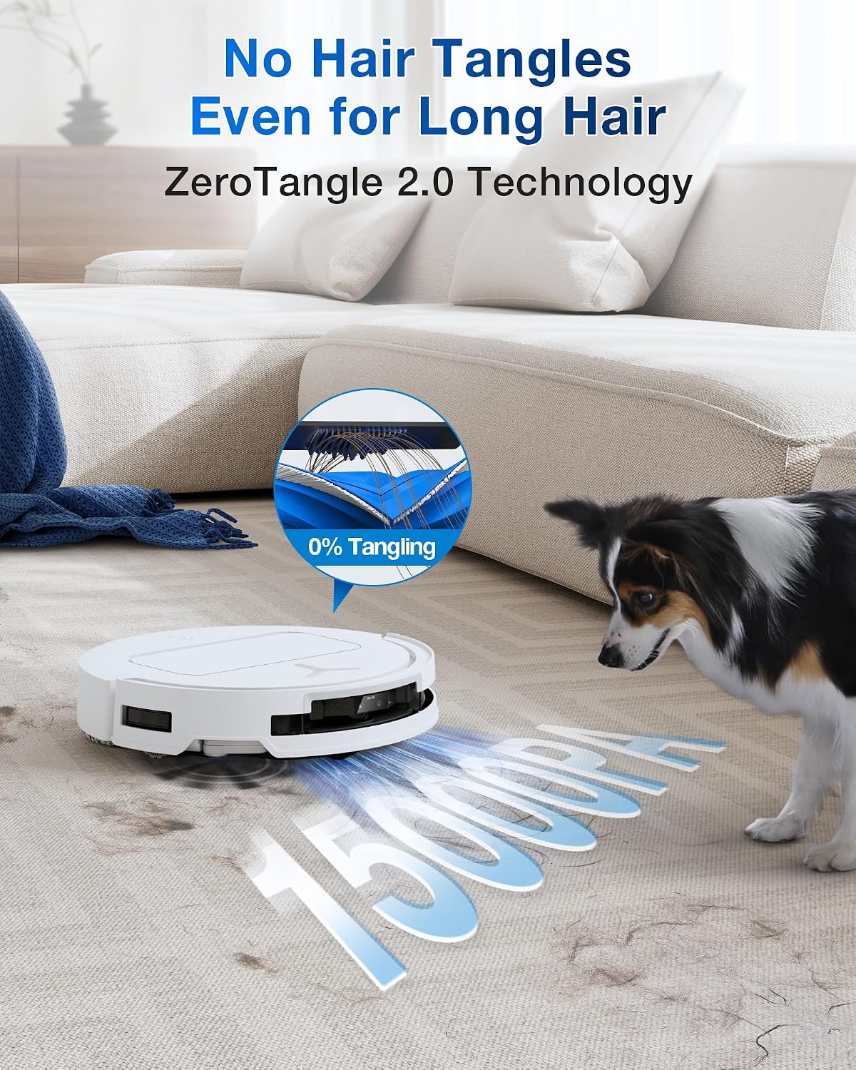 ECOVACS DEEBOT T50 PRO Omni Saugroboter und Wischmopp, 8,1 cm ultradünn, 15.000 Pa Saugkraft, ZeroTangle 2.0, TruEdge Kantenreinigung, AIVI 3D Hindernisvermeidung, Auto Mop Waschen & Trocknen