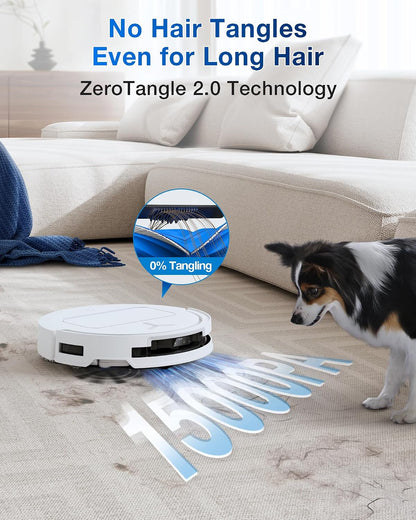 ECOVACS DEEBOT T50 PRO Omni Saugroboter und Wischmopp, 8,1 cm ultradünn, 15.000 Pa Saugkraft, ZeroTangle 2.0, TruEdge Kantenreinigung, AIVI 3D Hindernisvermeidung, Auto Mop Waschen & Trocknen