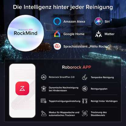 roborock Saros 20 Sonic Saugroboter mit Wischfunktion, VibraRise 5.0 Wischsystem, AdaptiLift Chassis 3.0, 36,000 Pa Saugkraft, ultraflach Design, FlexiArm Technologie, brandneues RockDock, Weiß