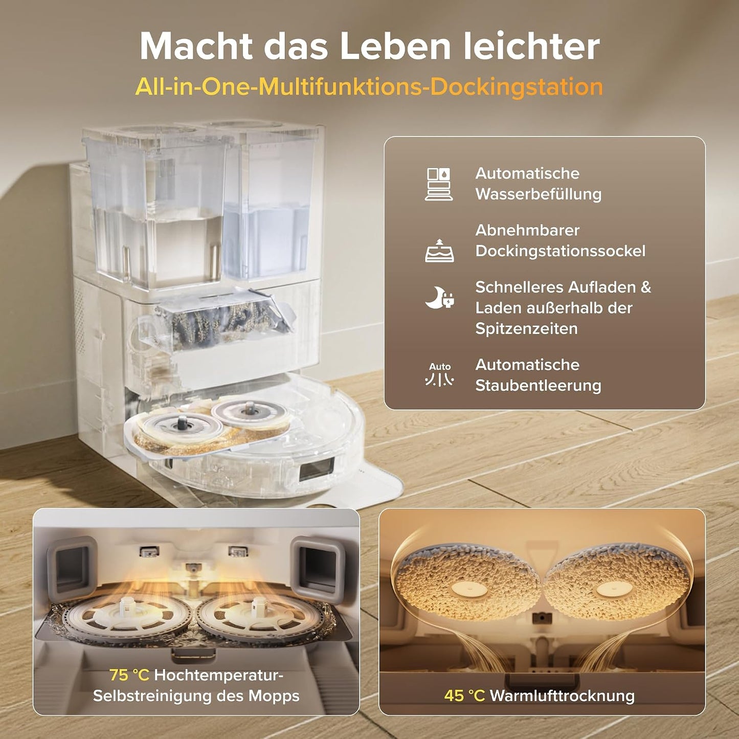 roborock Qrevo S Pro Saugroboter mit Wischfunktion, 18.500 Pa Saugkraft