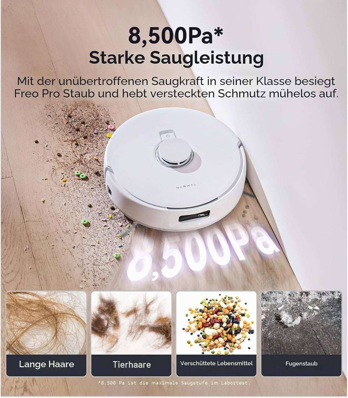 NARWAL Freo X10 Pro Saugroboter und Wischmopp Combo, 11000Pa, Elfenbeinweiß