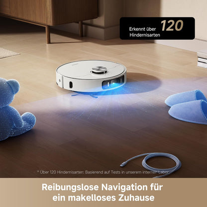 dreame L40 Ultra AE Saugroboter mit Wischfunktion, 19.000 Pa Saugkraft, viele Bürsten und EIN Flexibler Wischmopp, nassen und trockenen Schmutz,Das All-in-1-Station entleert Staub