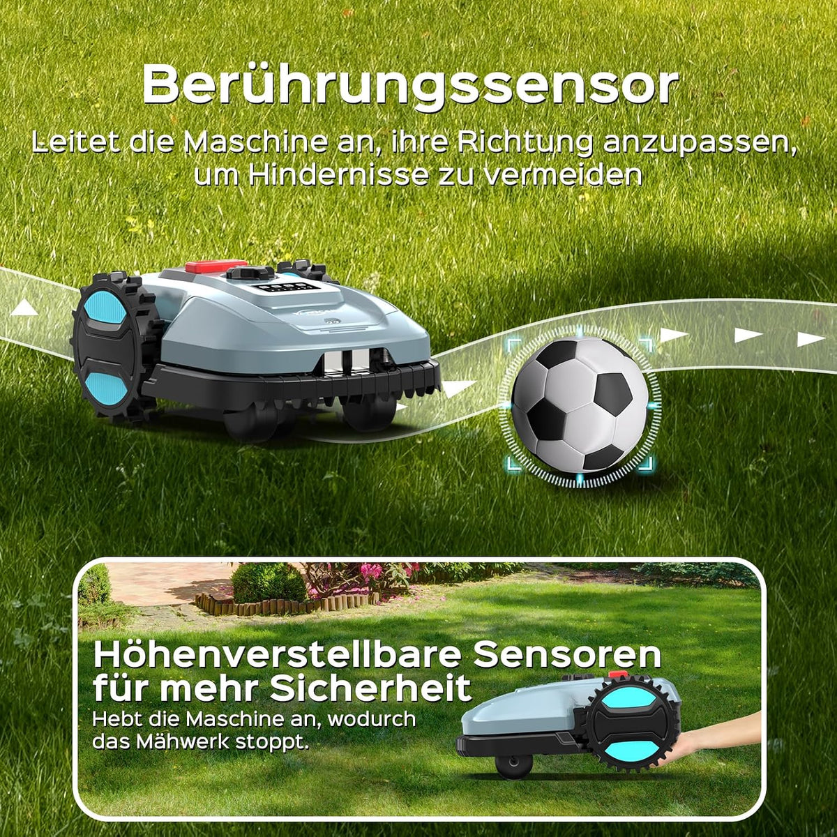 YARDCARE E400 Mähroboter mit 18cm Schnittbreite,App Steuerung,Max. bis zu 400m²,Regensensor,20-60mm Schnitthöhe,Rasenmäher Roboter mit IPX5 System,Weniger als 60 dB