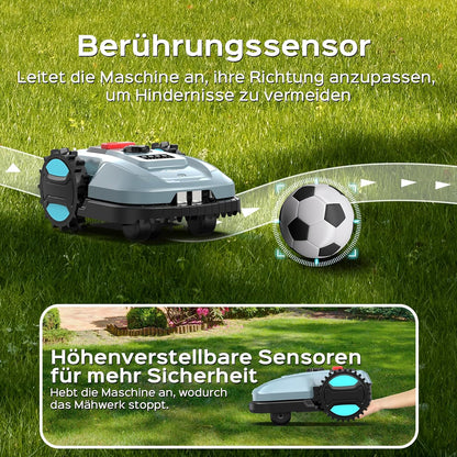 YARDCARE E400 Mähroboter mit 18cm Schnittbreite,App Steuerung,Max. bis zu 400m²,Regensensor,20-60mm Schnitthöhe,Rasenmäher Roboter mit IPX5 System,Weniger als 60 dB