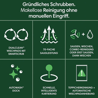 iRobot Roomba Plus 405 Saug- und Wischroboter + AutoWash-Station Saugroboter mit Wischfunktion - Clearview LiDAR - 7000Pa - DualClean Wischpads - SmartScrub - Teppicherkennung - 75 Tage Entleerung - Weiß
