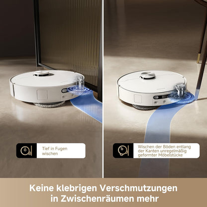 dreame L40 Ultra AE Saugroboter mit Wischfunktion, 19.000 Pa Saugkraft, viele Bürsten und EIN Flexibler Wischmopp, nassen und trockenen Schmutz,Das All-in-1-Station entleert Staub