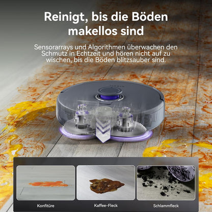 Narwal Freo Z Ultra Saugroboter mit Wischfunktion, Doppel-KI-Ausweihen KI-adaptivem Heißwasserwaschen von Mopps und Trocknen, 12.000 Pa Saugkraft, Zero Tangling Bürste 2.0, Intelligente APP