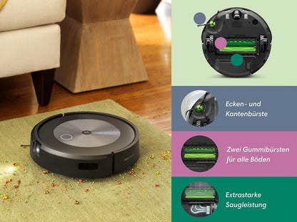 iRobot Roomba j7+ (j7556) WLAN-fähiger Saugroboter mit autom. Absaugstation, Objekterkennung und -vermeidung, Kartierung, 3-Stufen-Reinigung, gezielte Raum- oder Bereichsreinigung, Farbe: Espresso