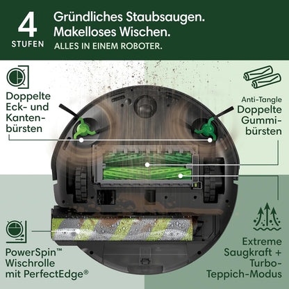 iRobot Roomba Max 705 Combo Saugroboter + AutoWash-Station: ausfahrbare, selbstreinigende Wischrolle, Wischabdeckung, Doppelbürsten, Selbstentleerung, Heißwäsche und Trocknung, umfährt Hindernisse, LiDAR