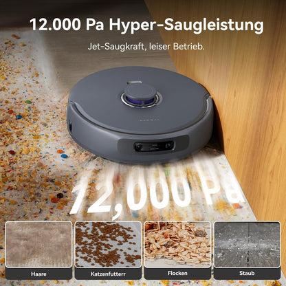 Narwal Freo Z Ultra Saugroboter mit Wischfunktion, Doppel-KI-Ausweihen KI-adaptivem Heißwasserwaschen von Mopps und Trocknen, 12.000 Pa Saugkraft, Zero Tangling Bürste 2.0, Intelligente APP