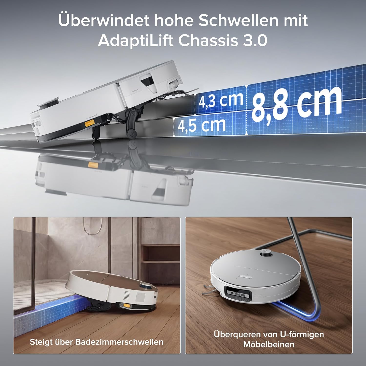 roborock Saros 20 Sonic Saugroboter mit Wischfunktion, VibraRise 5.0 Wischsystem, AdaptiLift Chassis 3.0, 36,000 Pa Saugkraft, ultraflach Design, FlexiArm Technologie, brandneues RockDock, Weiß