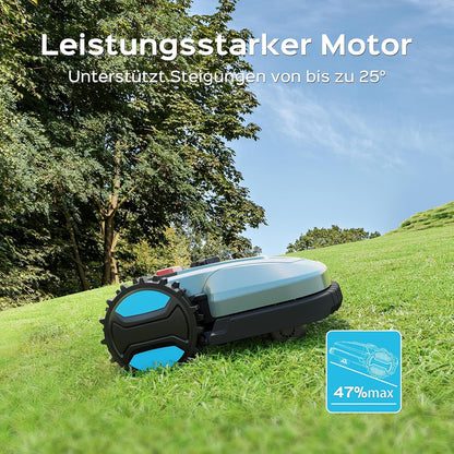 YARDCARE E400 Mähroboter mit 18cm Schnittbreite,App Steuerung,Max. bis zu 400m²,Regensensor,20-60mm Schnitthöhe,Rasenmäher Roboter mit IPX5 System,Weniger als 60 dB