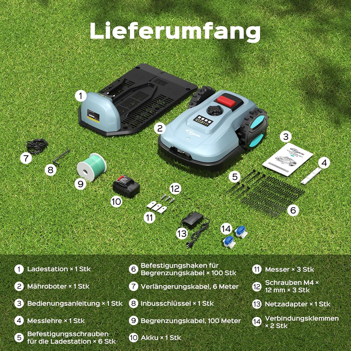 YARDCARE E400 Mähroboter mit App Steuerung,Max. bis zu 400m²,Automatisches Aufladen,Rasenmäher Roboter mit 20-60mm Schnitthöhe Rasenroboter,Weniger als 60 dB,RegenSensor