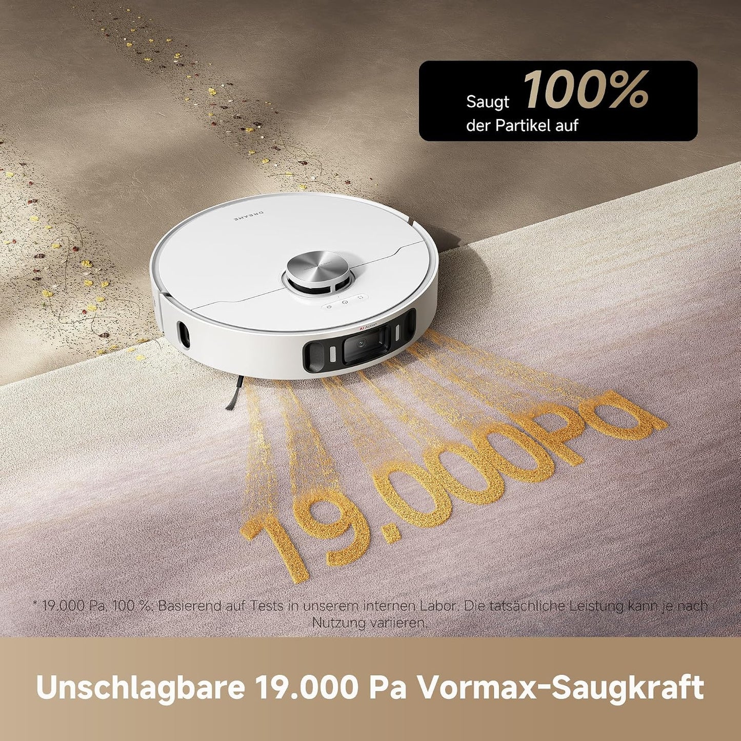 dreame L40 Ultra AE Saugroboter mit Wischfunktion, 19.000 Pa Saugkraft, viele Bürsten und EIN Flexibler Wischmopp, nassen und trockenen Schmutz,Das All-in-1-Station entleert Staub